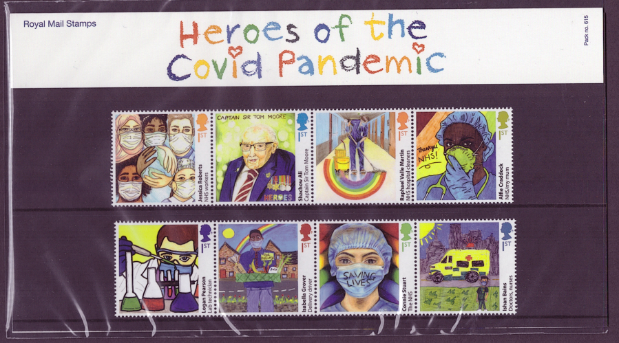 (image for) 2022 Heroes of the Covid Pandemic Royal Mail Presentation Pack 615 - Click Image to Close